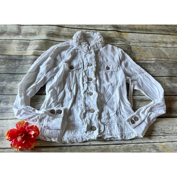 NWT Tribal White Linen Jacket - Picture 2 of 7